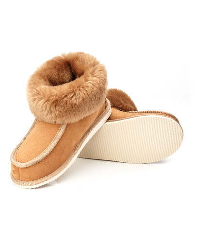 Naturalne BAMBOSZE damskie wełniane MERYNO leather slippers WOMAN