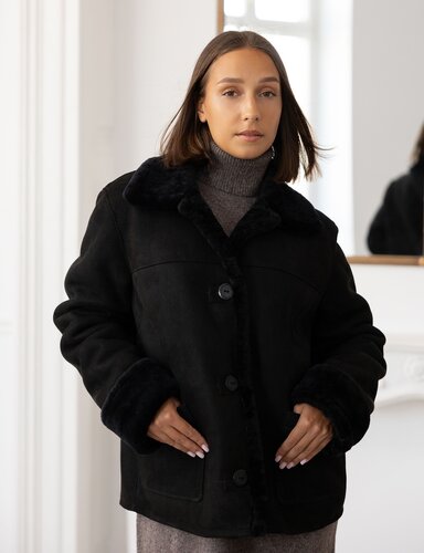 Women's OVERSIZE sheepskin coat short OVSZ-1 (1) (1)